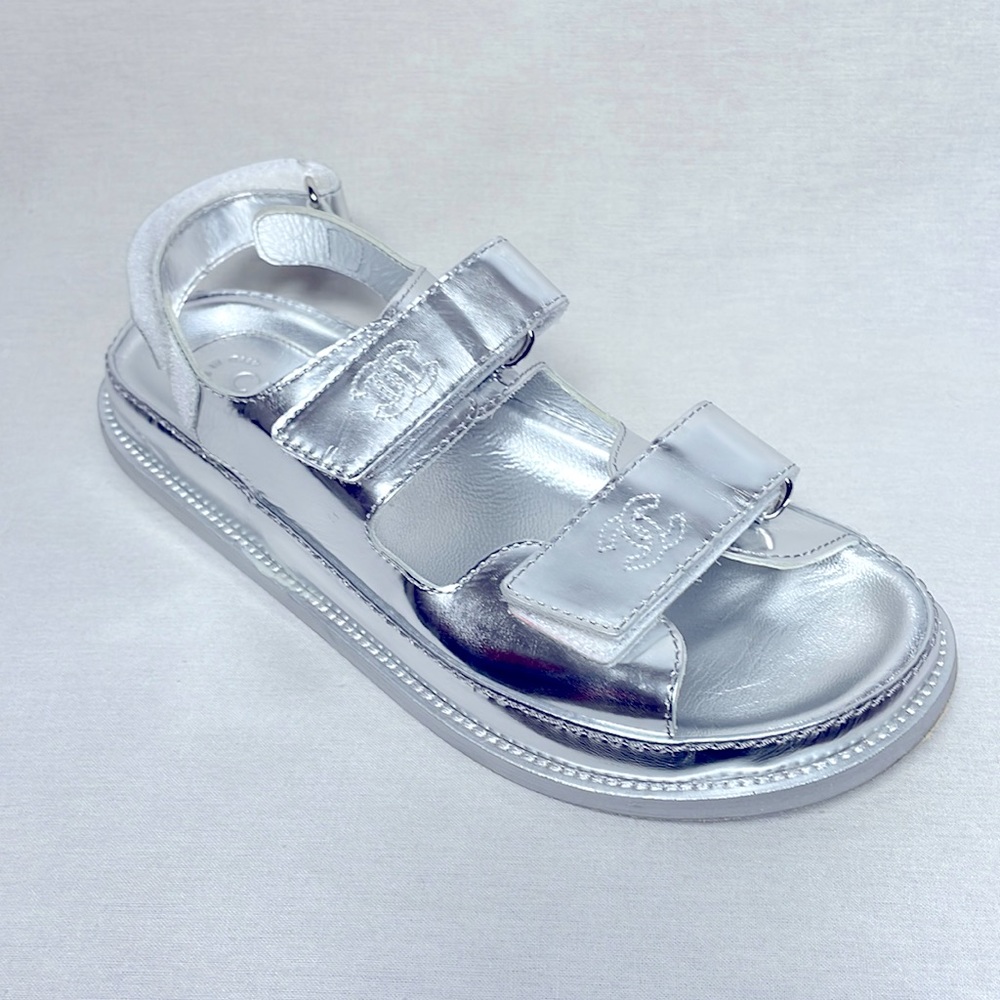 Authentic CHANEL metallic sandal